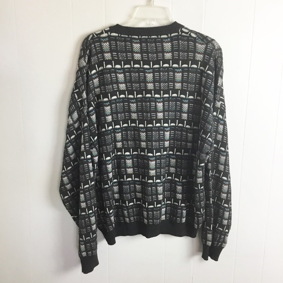 Pronto Uomo Mens Pullover Sweater Multicolor Abstract Merino Italy M - Picture 5 of 6